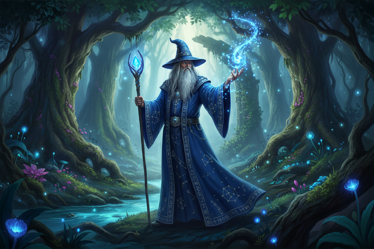 Mystical Blue Wizard Hero Banner